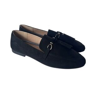 YOKI EDLINE-44 Black Faux Suede Tassel Horsebit Loafers Womens Size 10 NEW